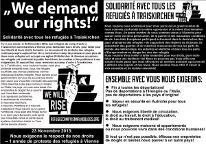over one year protest vienna, traiskirchen rally statement - french